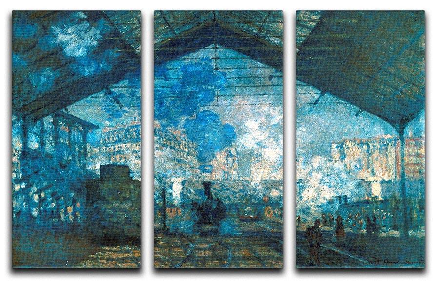 The station Saint Lazare by Monet Split Panel Canvas Print - Canvas Art Rocks - 4