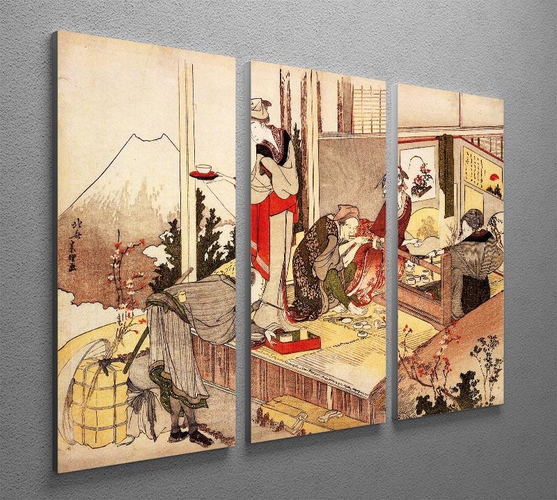 The studio of Netsuke by Hokusai 3 Split Panel Canvas Print - Canvas Art Rocks - 2