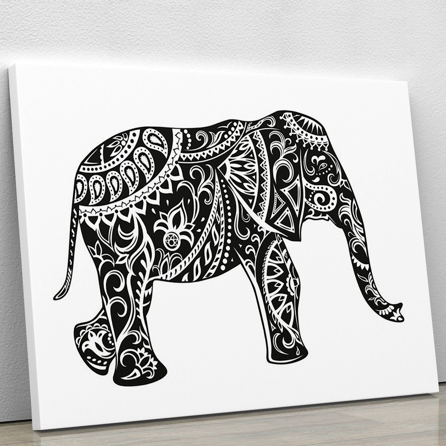 The stylized figure of an elephant in the festive patterns Canvas Print or Poster - Canvas Art Rocks - 1