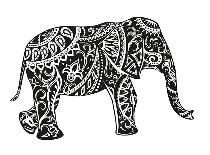 The stylized figure of an elephant in the festive patterns Wall Mural Wallpaper