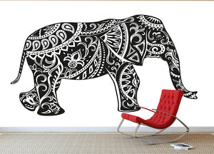 The stylized figure of an elephant in the festive patterns Wall Mural Wallpaper - Canvas Art Rocks - 2