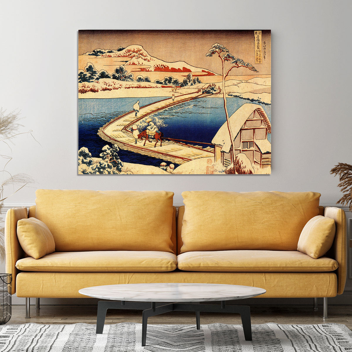 The swimming bridge of Sano by Hokusai Canvas Print or Poster - Canvas Art Rocks - 4