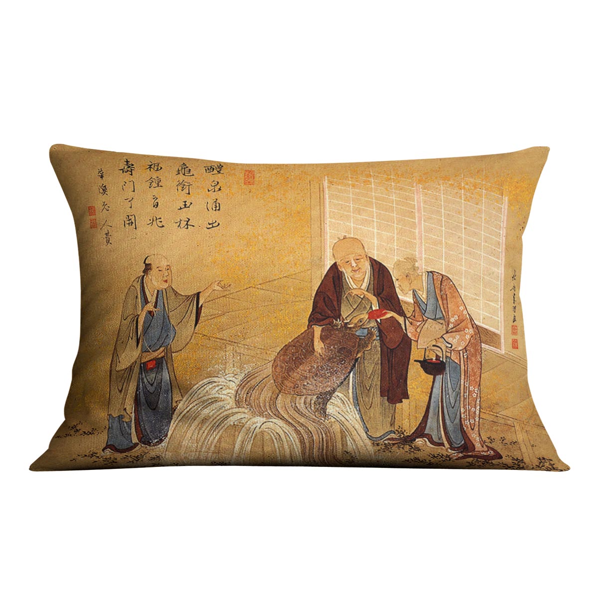 The thouthand years turtle by Hokusai Cushion