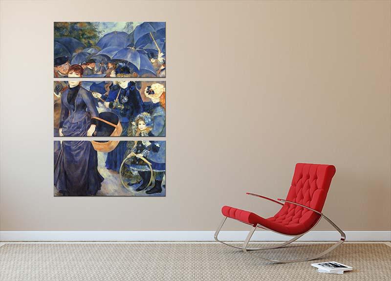 The umbrellas by Renoir 3 Split Panel Canvas Print - Canvas Art Rocks - 2