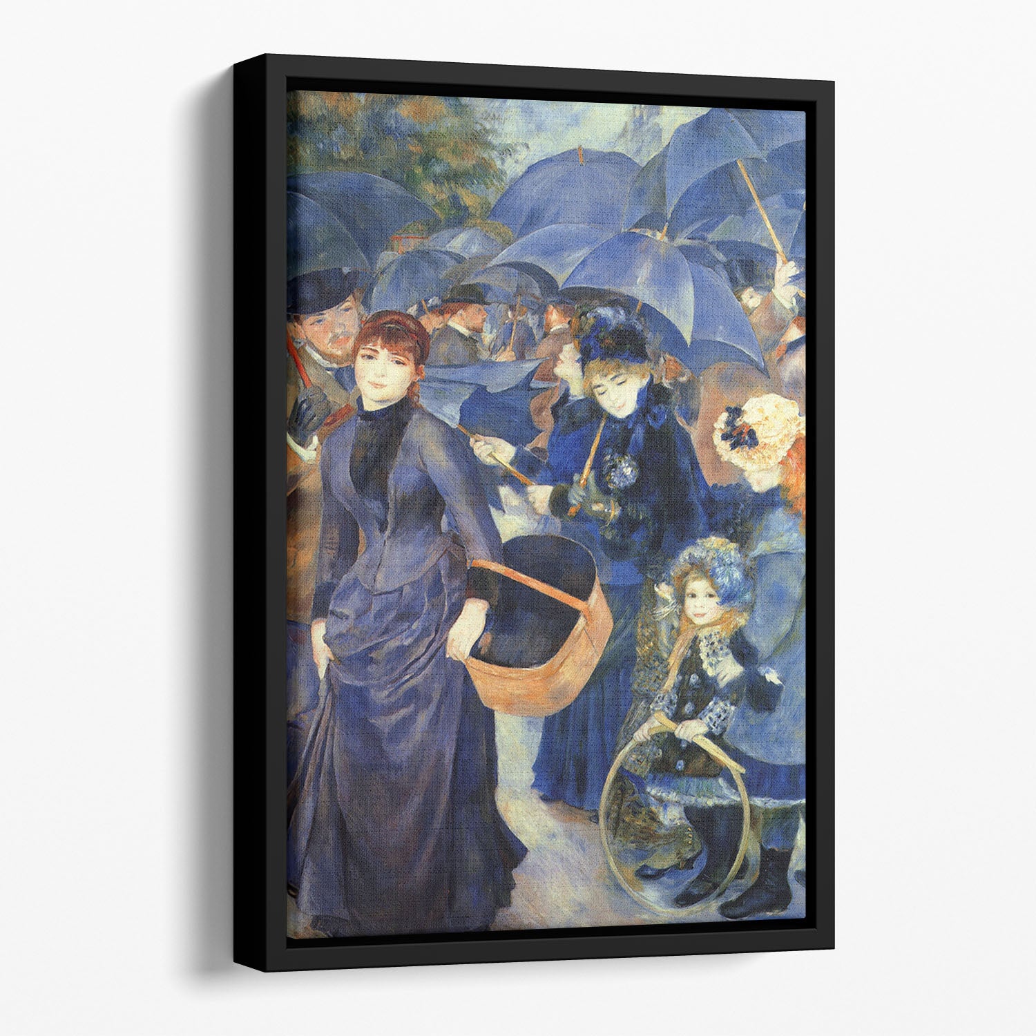 The umbrellas by Renoir Floating Framed Canvas