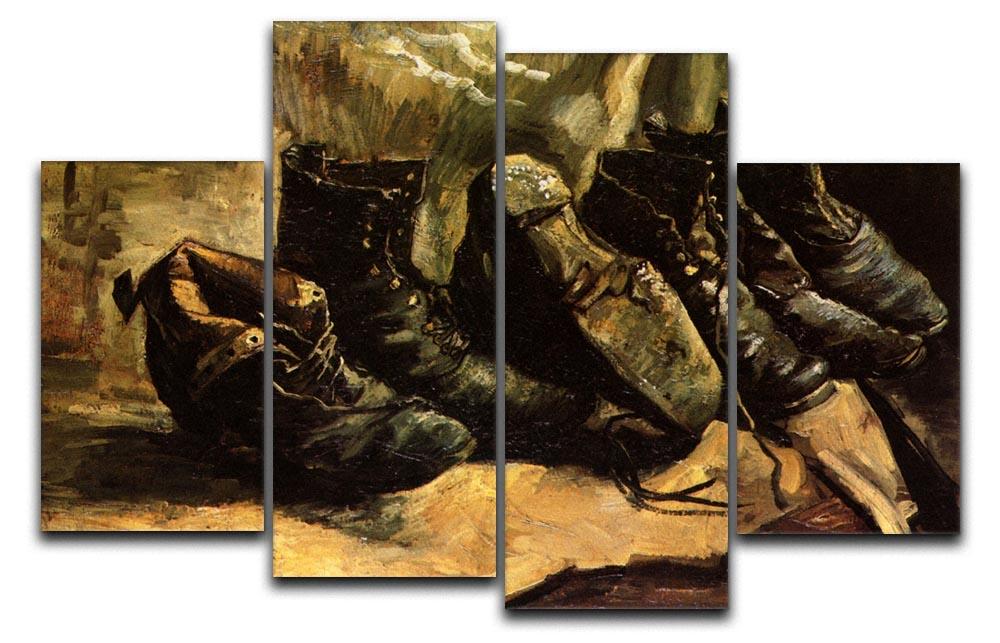 Three Pairs of Shoes by Van Gogh 4 Split Panel Canvas  - Canvas Art Rocks - 1