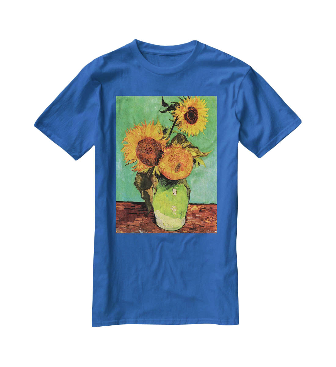 Three Sunflowers in a Vase by Van Gogh T-Shirt - Canvas Art Rocks - 2