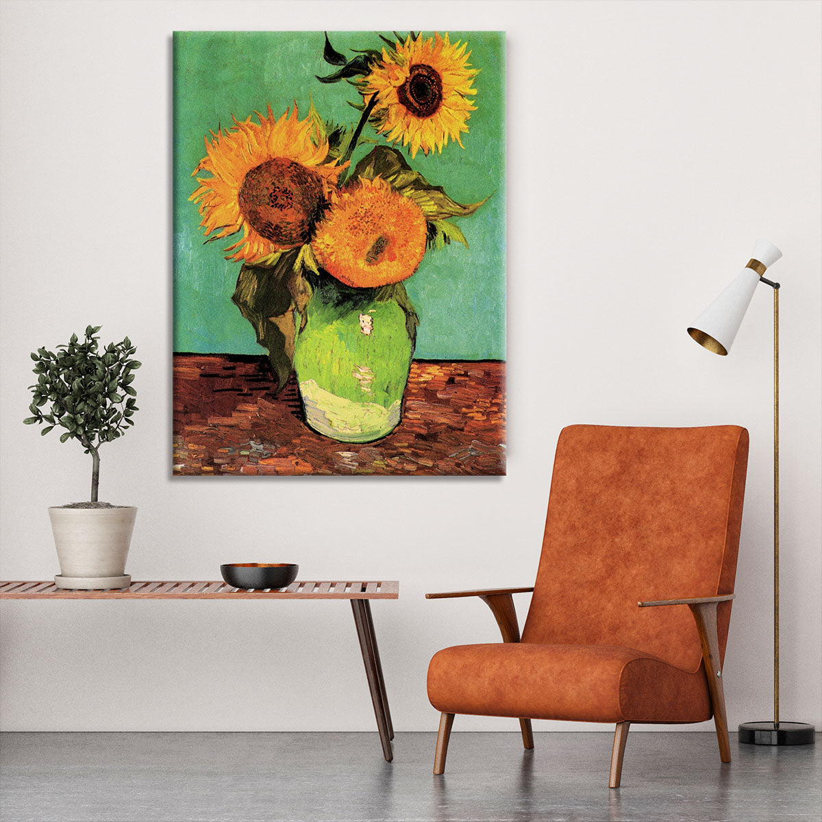 Three Sunflowers in a Vase by Van Gogh Canvas Print or Poster - Canvas Art Rocks - 6