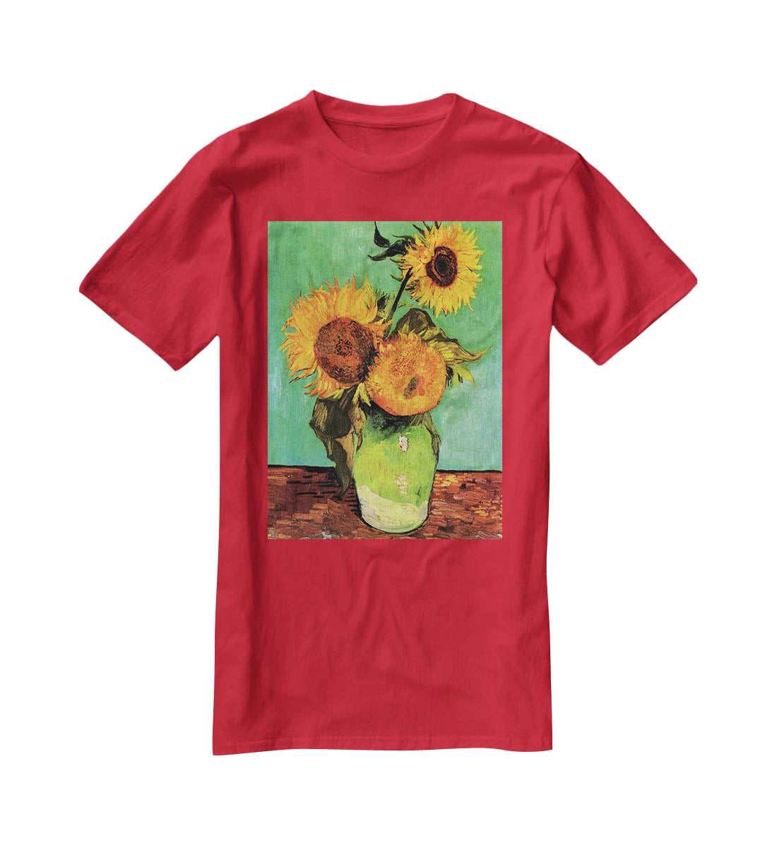 Three Sunflowers in a Vase by Van Gogh T-Shirt - Canvas Art Rocks - 4