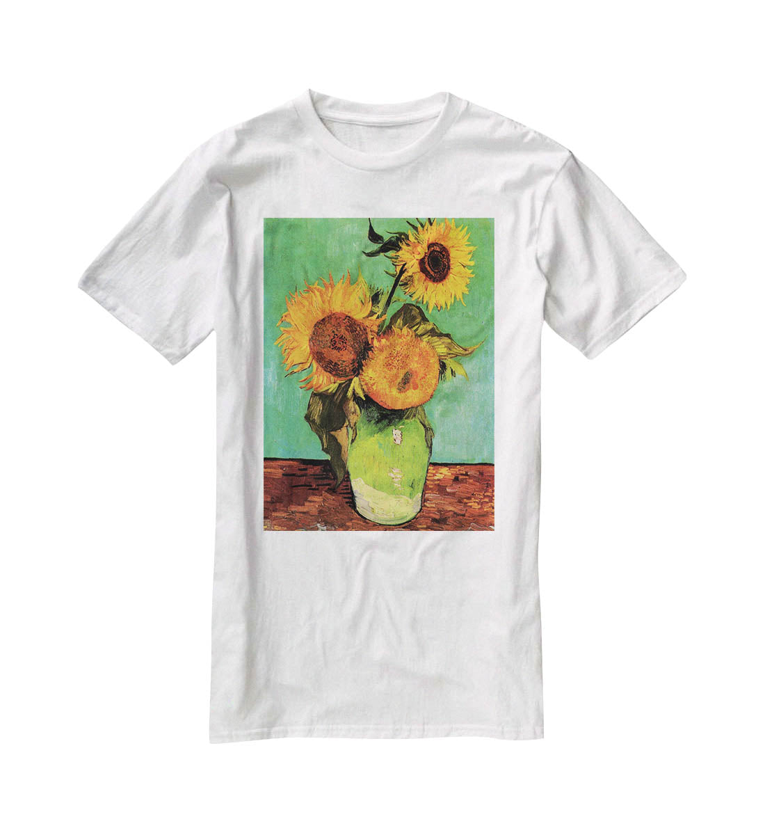 Three Sunflowers in a Vase by Van Gogh T-Shirt - Canvas Art Rocks - 5