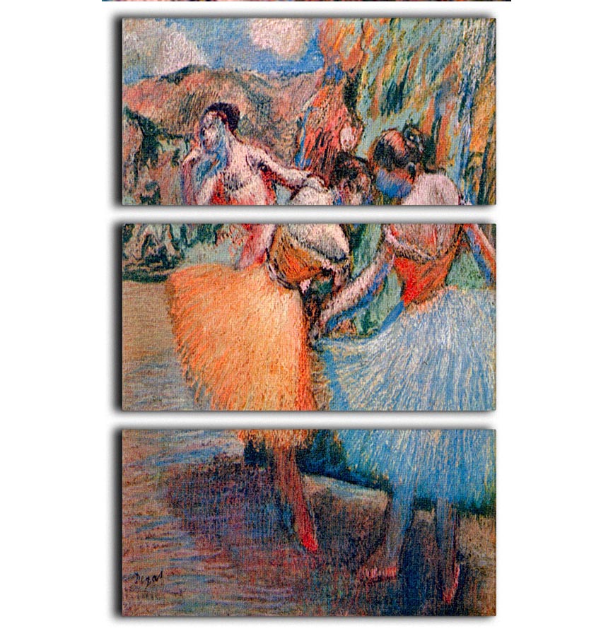 Three dancers 1 by Degas 3 Split Panel Canvas Print - Canvas Art Rocks - 1