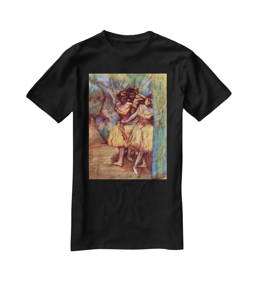 Three dancers behind the scenes by Degas T-Shirt - Canvas Art Rocks - 1