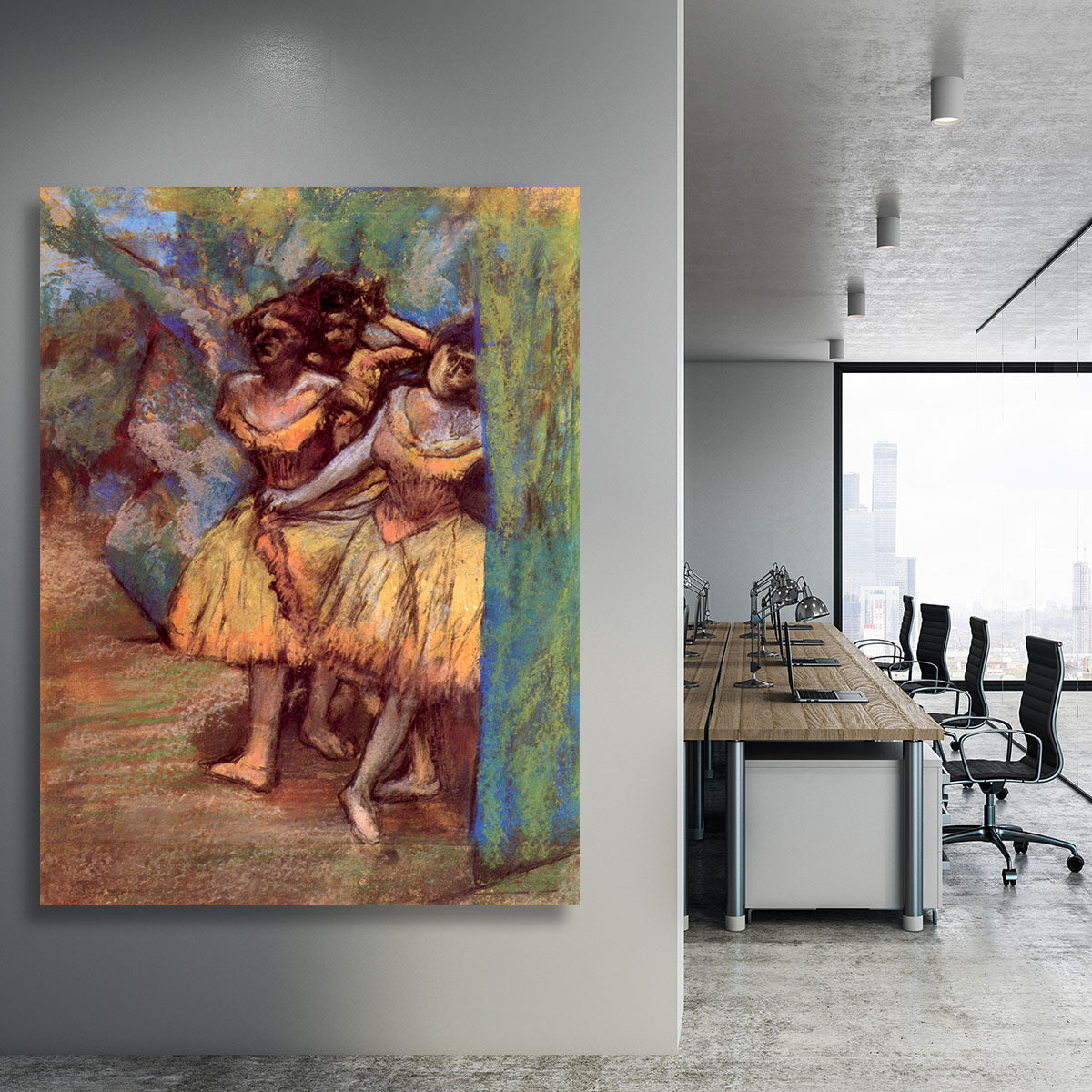 Three dancers behind the scenes by Degas Canvas Print or Poster - Canvas Art Rocks - 3