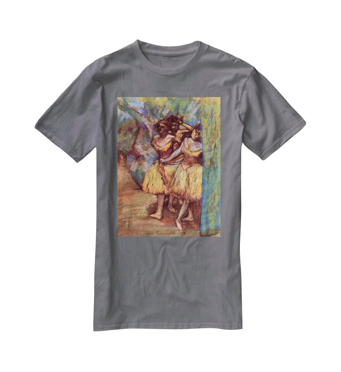 Three dancers behind the scenes by Degas T-Shirt - Canvas Art Rocks - 3