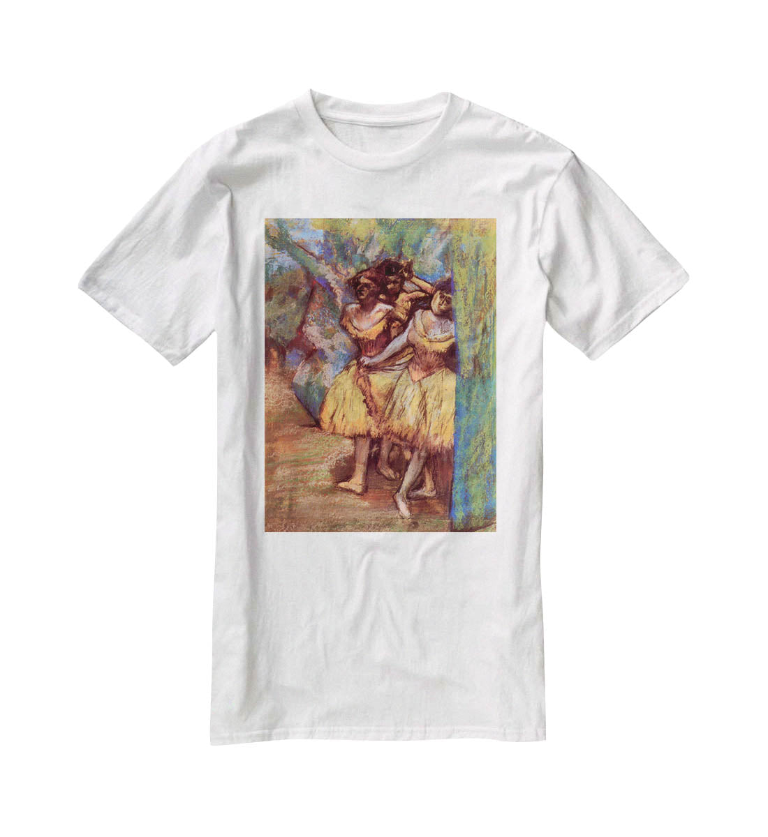 Three dancers behind the scenes by Degas T-Shirt - Canvas Art Rocks - 5