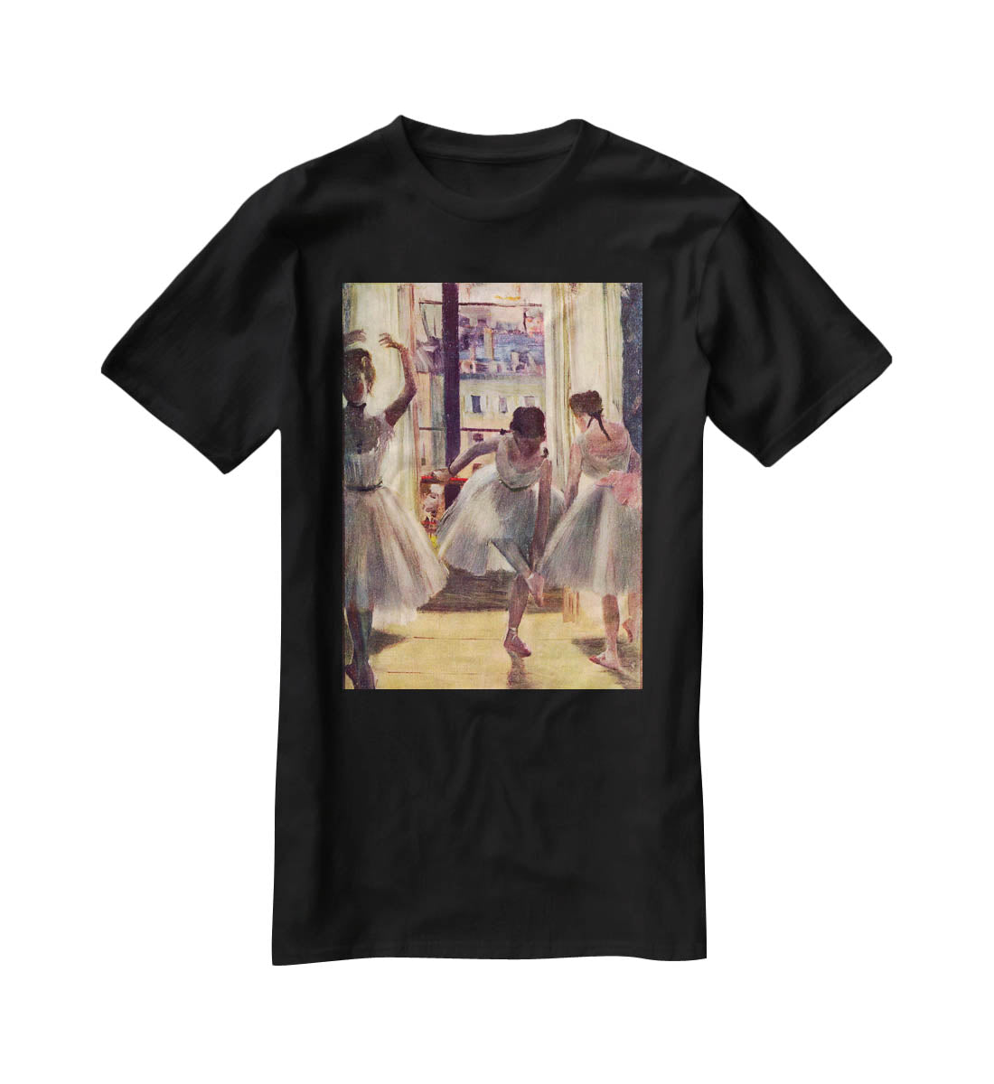 Three dancers in a practice room by Degas T-Shirt - Canvas Art Rocks - 1