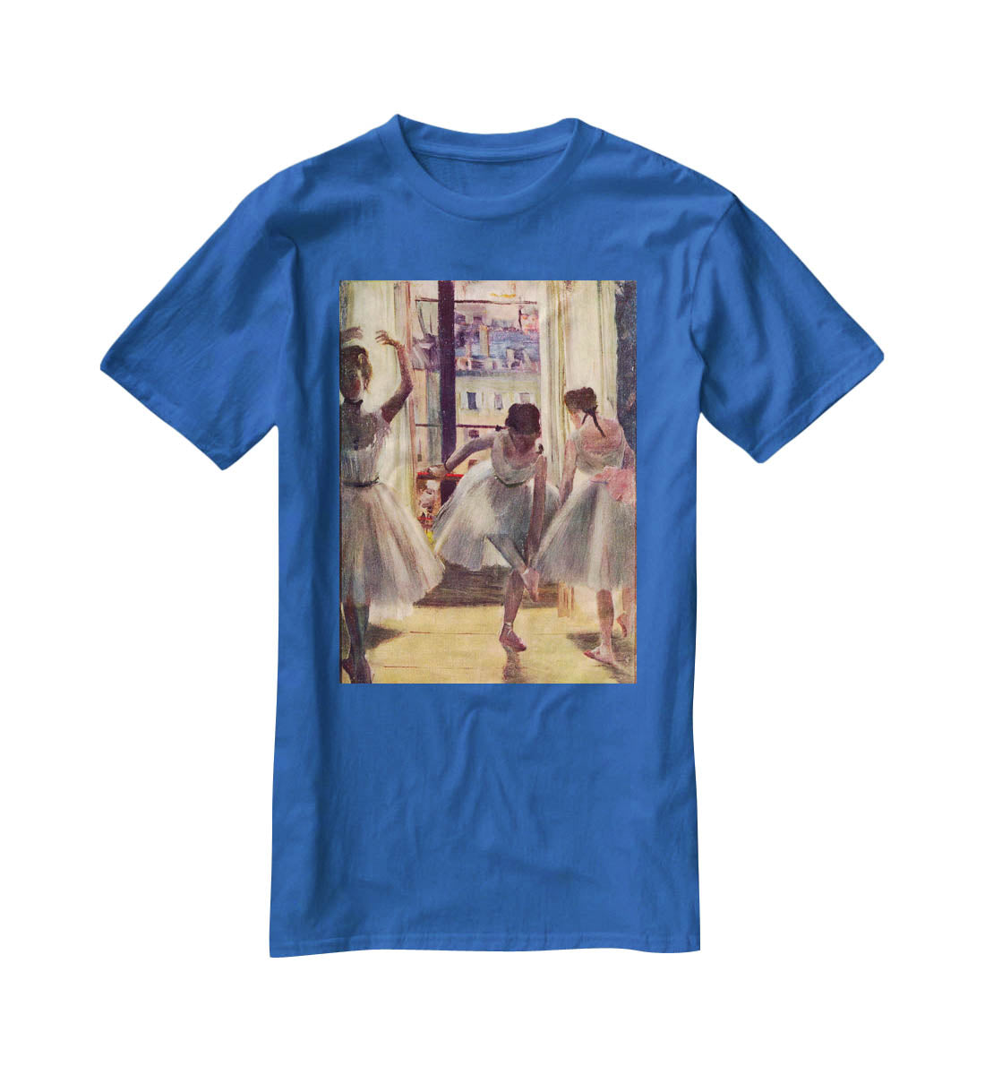 Three dancers in a practice room by Degas T-Shirt - Canvas Art Rocks - 2