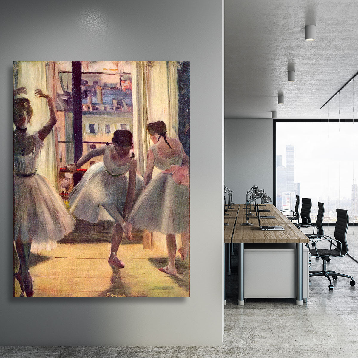 Three dancers in a practice room by Degas Canvas Print or Poster - Canvas Art Rocks - 3