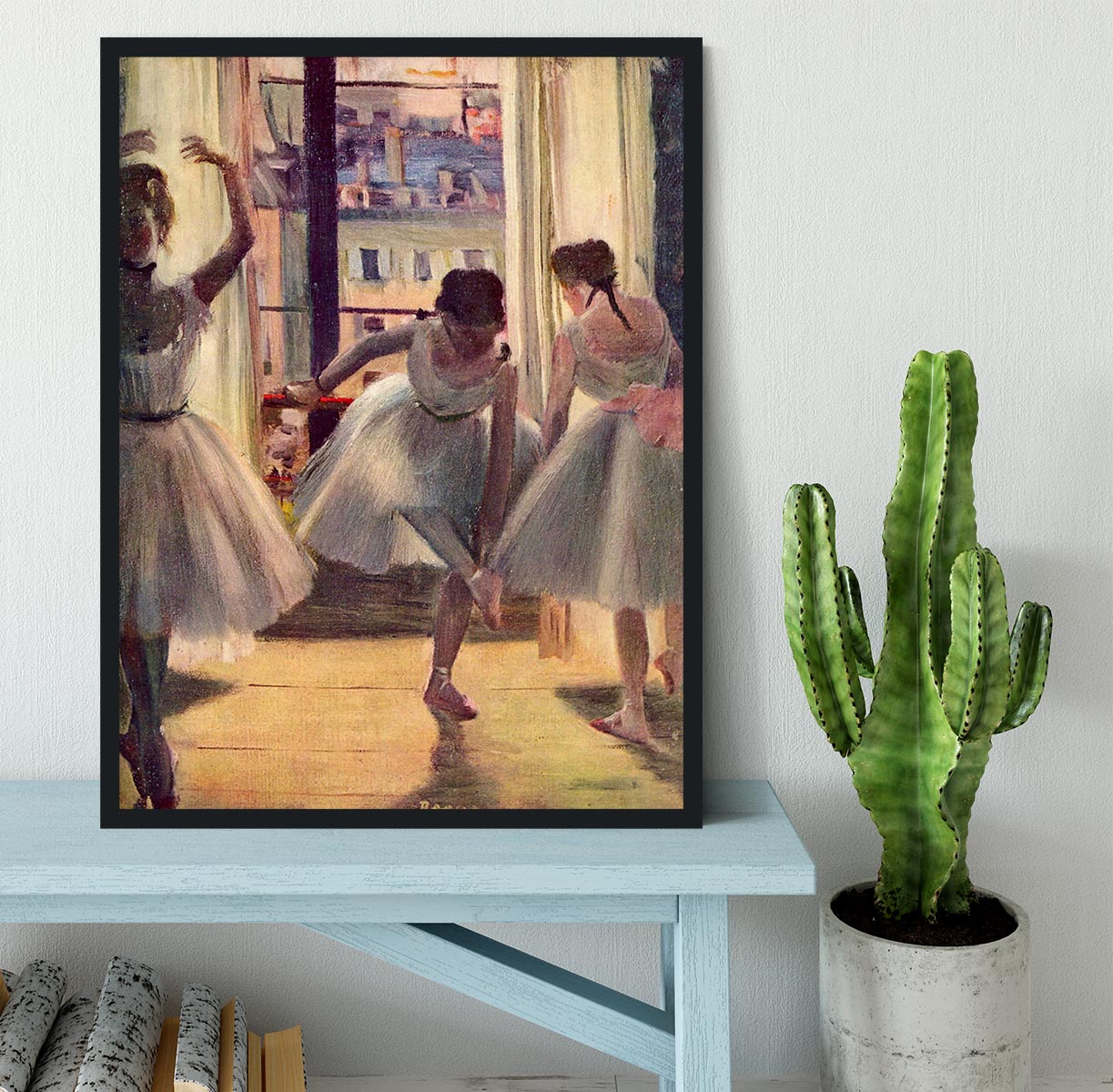 Three dancers in a practice room by Degas Framed Print - Canvas Art Rocks - 2