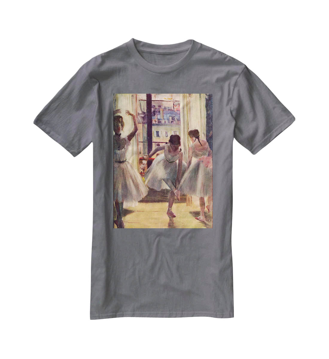 Three dancers in a practice room by Degas T-Shirt - Canvas Art Rocks - 3