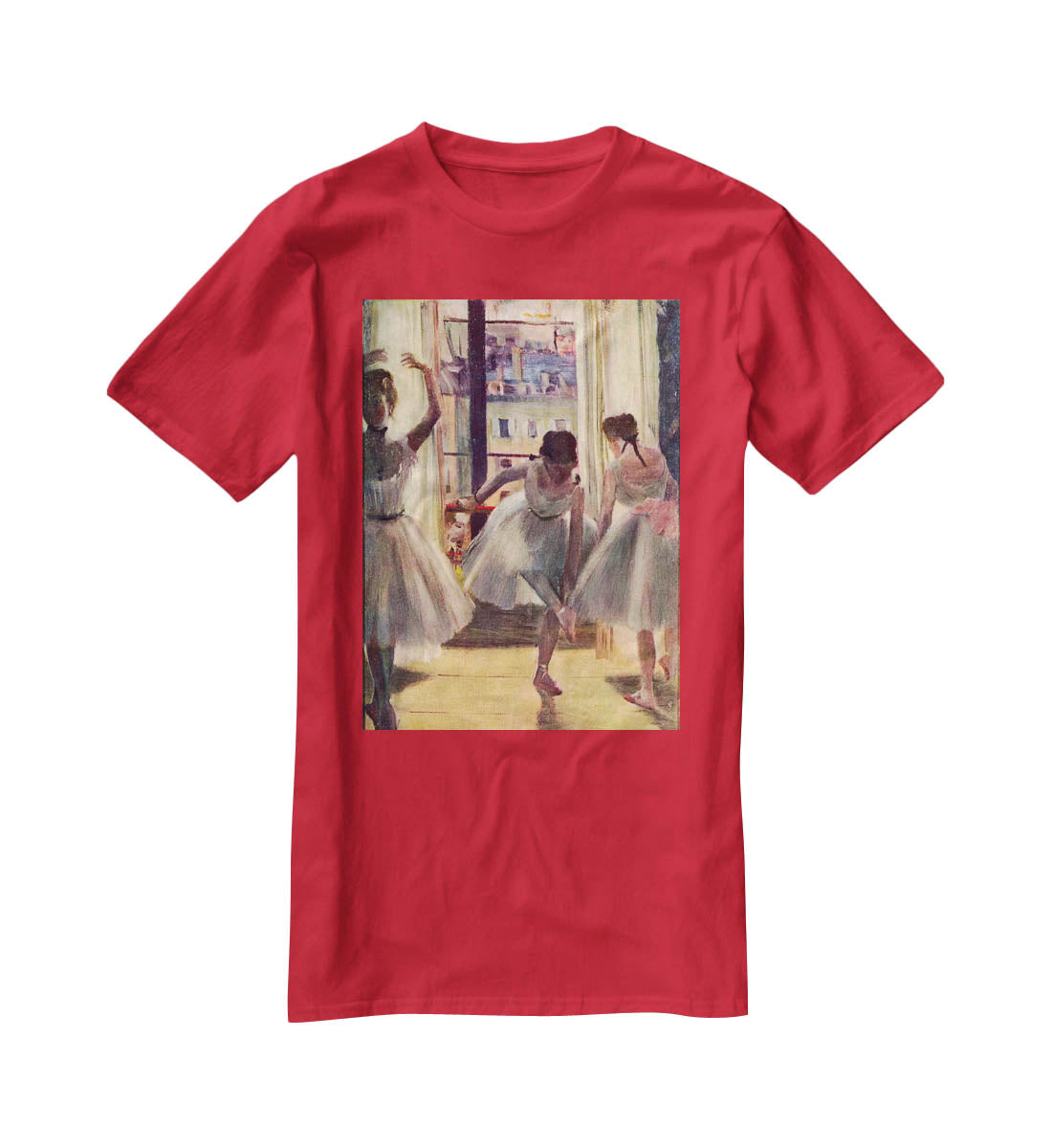 Three dancers in a practice room by Degas T-Shirt - Canvas Art Rocks - 4