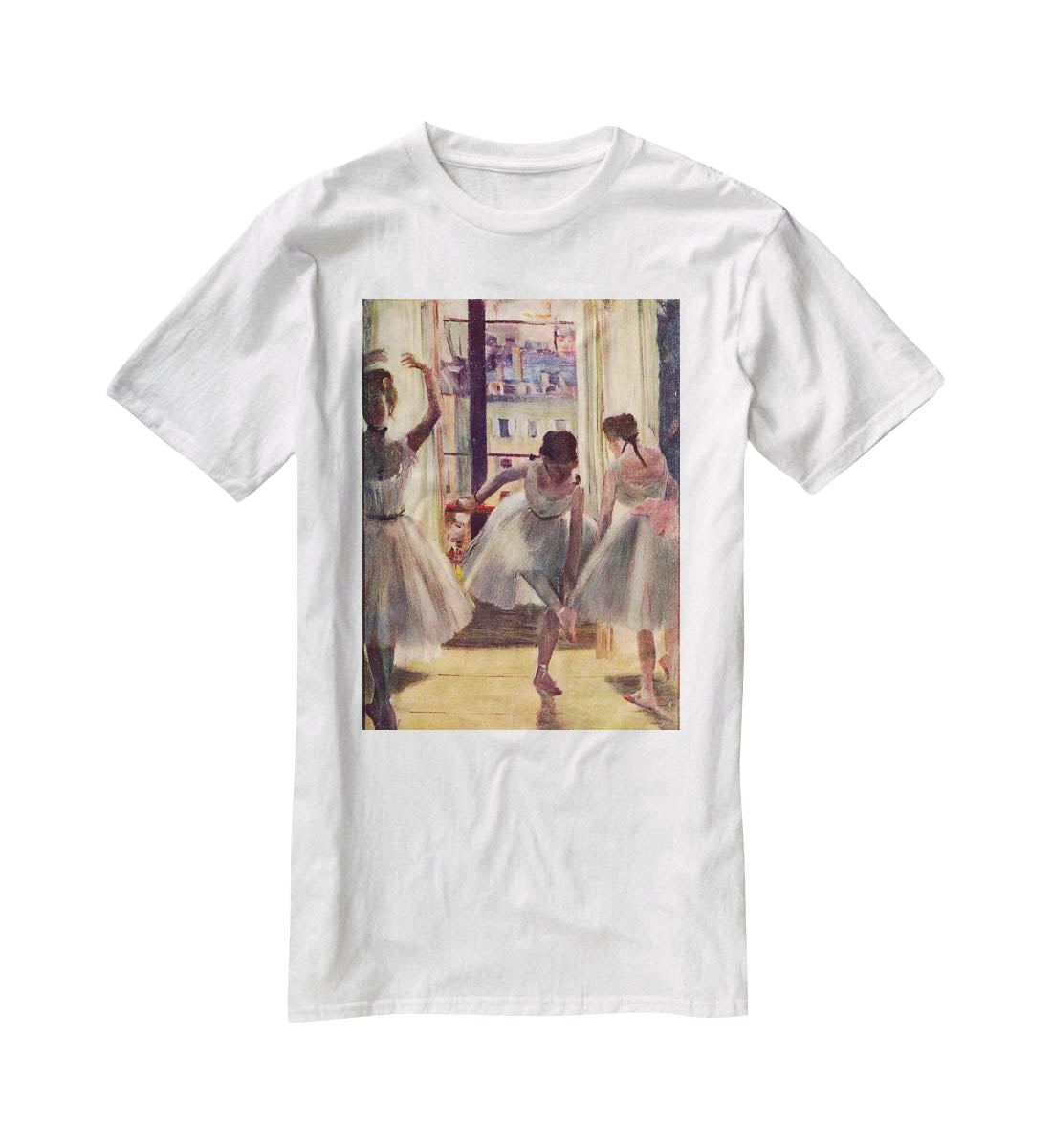Three dancers in a practice room by Degas T-Shirt - Canvas Art Rocks - 5