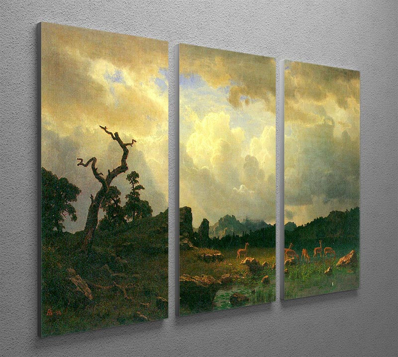 Thunderstorms in the Rocky Mountains by Bierstadt 3 Split Panel Canvas Print - Canvas Art Rocks - 2