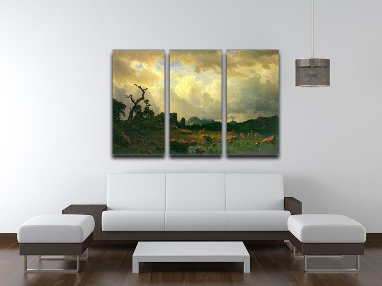 Thunderstorms in the Rocky Mountains by Bierstadt 3 Split Panel Canvas Print - Canvas Art Rocks - 3