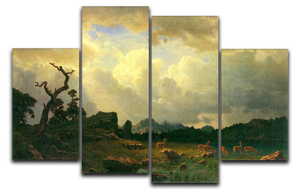 Thunderstorms in the Rocky Mountains by Bierstadt 4 Split Panel Canvas - Canvas Art Rocks - 1