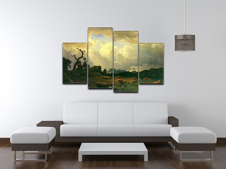 Thunderstorms in the Rocky Mountains by Bierstadt 4 Split Panel Canvas - Canvas Art Rocks - 3