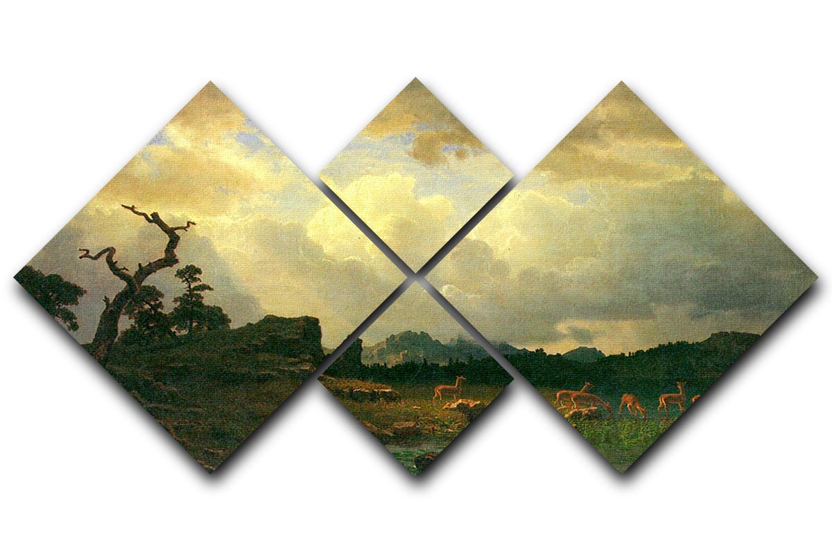 Thunderstorms in the Rocky Mountains by Bierstadt 4 Square Multi Panel Canvas - Canvas Art Rocks - 1