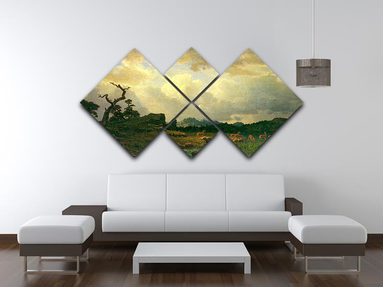 Thunderstorms in the Rocky Mountains by Bierstadt 4 Square Multi Panel Canvas - Canvas Art Rocks - 3