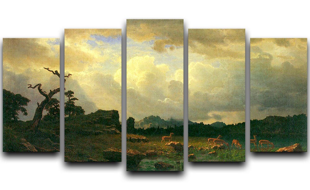 Thunderstorms in the Rocky Mountains by Bierstadt 5 Split Panel Canvas - Canvas Art Rocks - 1