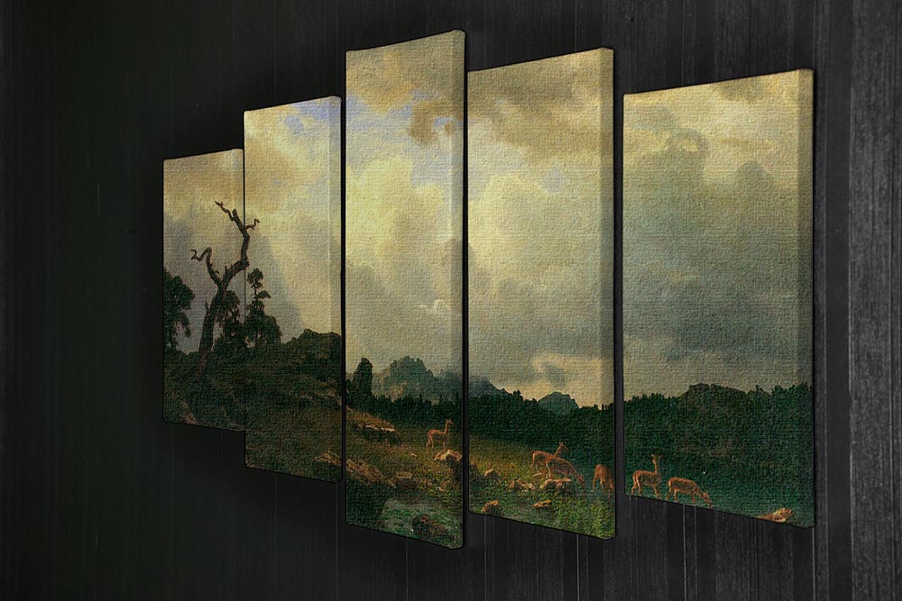 Thunderstorms in the Rocky Mountains by Bierstadt 5 Split Panel Canvas - Canvas Art Rocks - 2