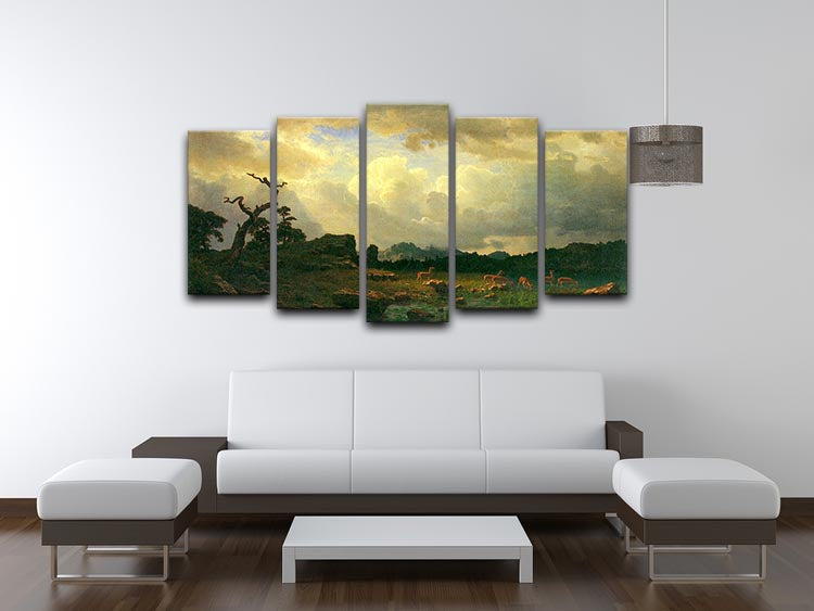 Thunderstorms in the Rocky Mountains by Bierstadt 5 Split Panel Canvas - Canvas Art Rocks - 3
