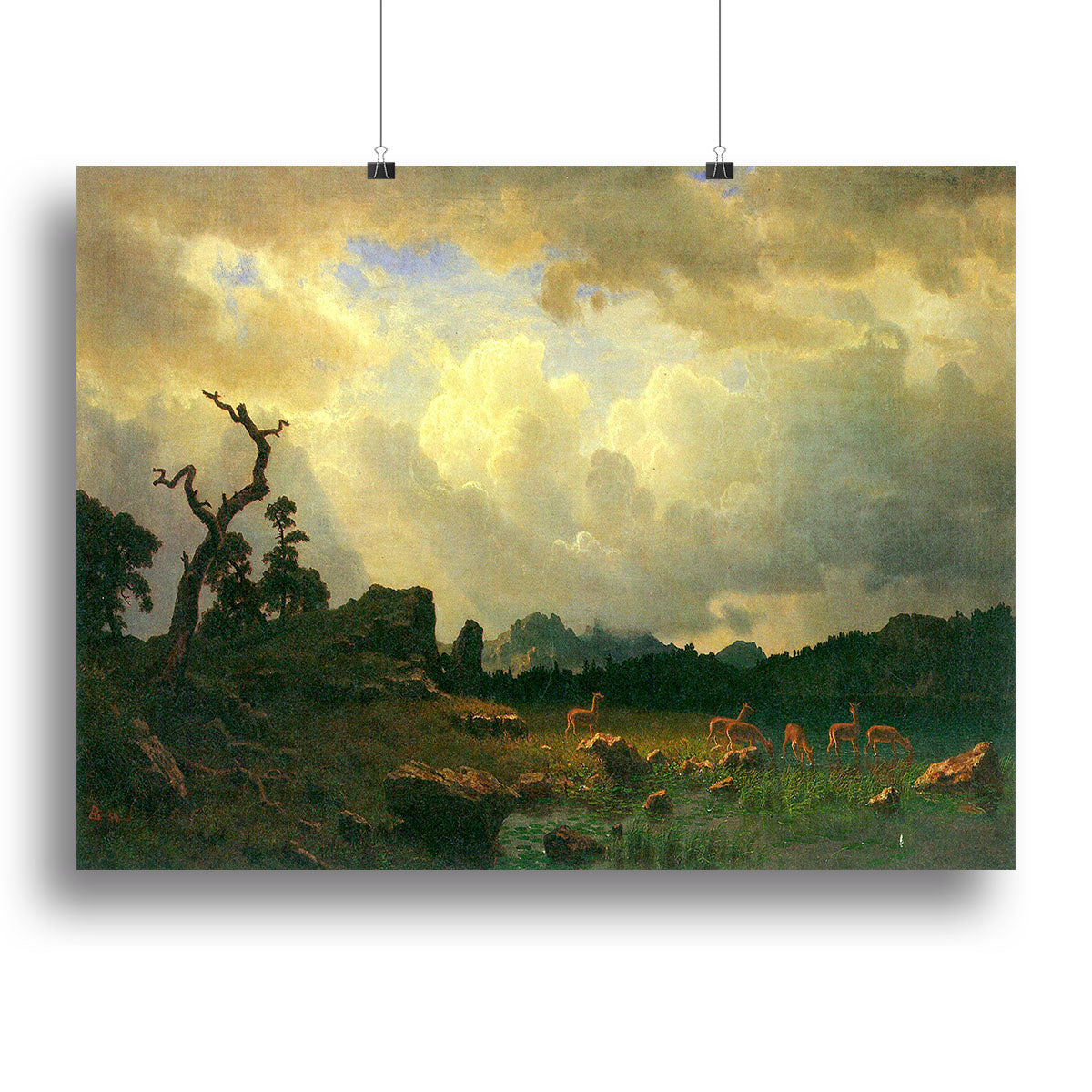 Thunderstorms in the Rocky Mountains by Bierstadt Canvas Print or Poster - Canvas Art Rocks - 2