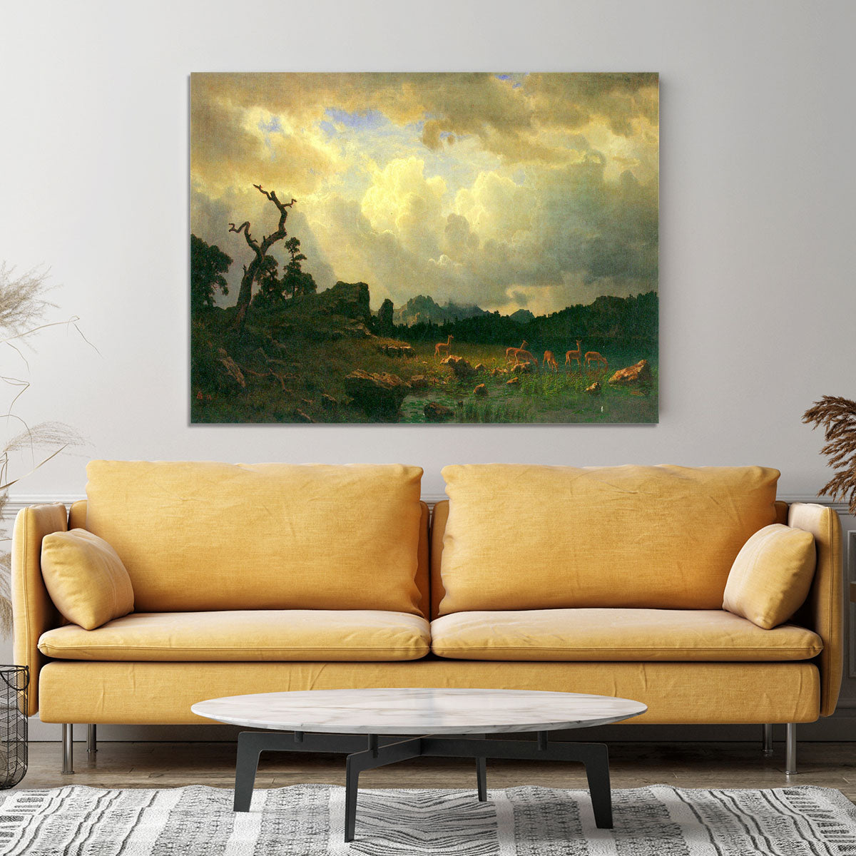 Thunderstorms in the Rocky Mountains by Bierstadt Canvas Print or Poster - Canvas Art Rocks - 4
