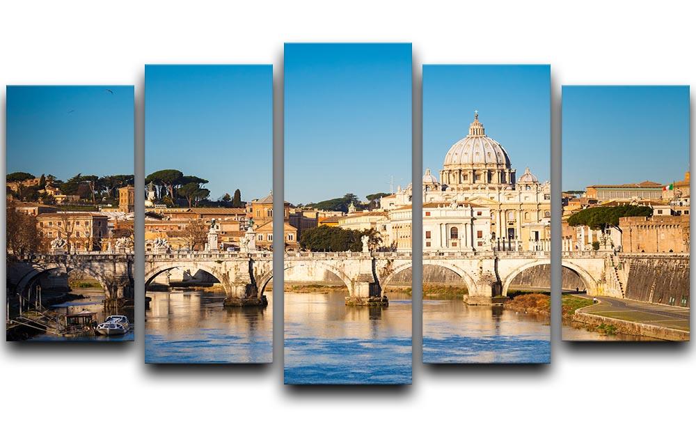 Tiber and St Peter s cathedral 5 Split Panel Canvas  - Canvas Art Rocks - 1