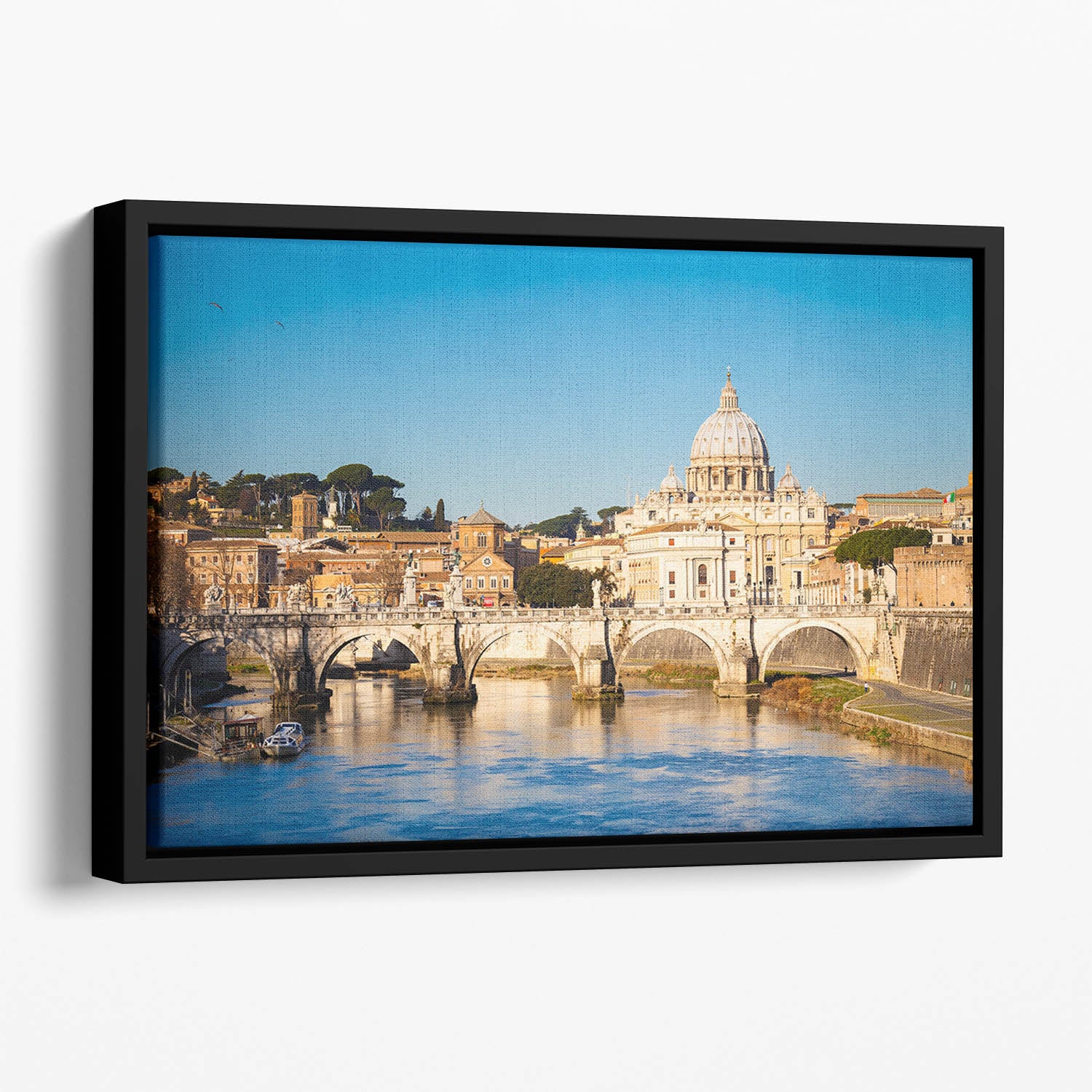 Tiber and St Peter s cathedral Floating Framed Canvas