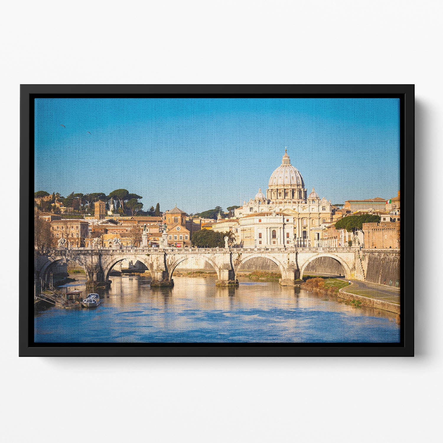 Tiber and St Peter s cathedral Floating Framed Canvas