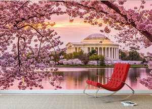 Tidal Basin and Jefferson Memorial cherry blossom season Wall Mural Wallpaper - Canvas Art Rocks - 2