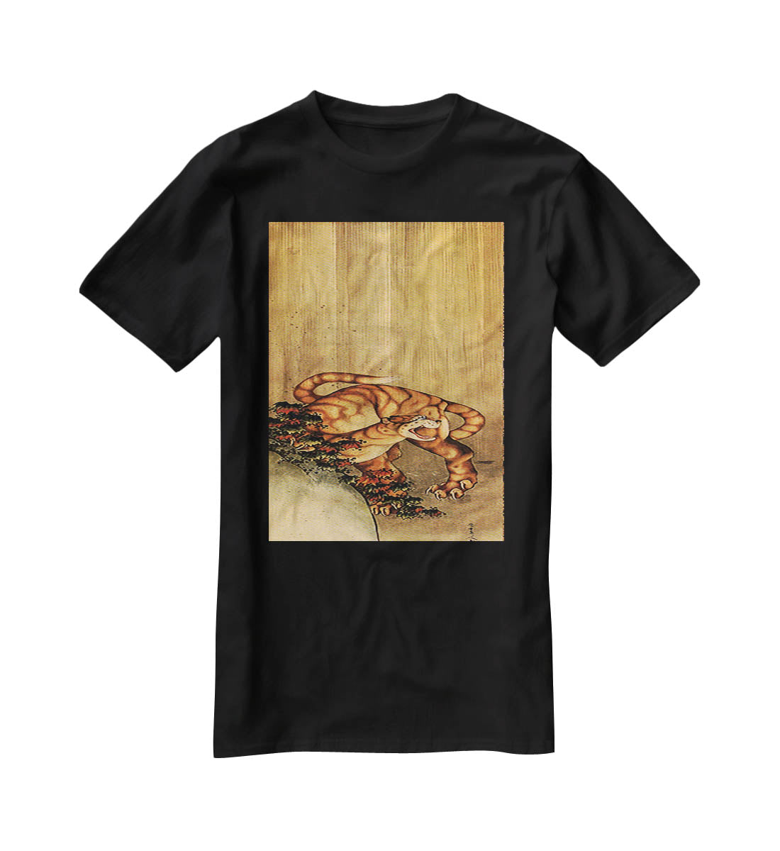 Tiger in the rain by Hokusai T-Shirt - Canvas Art Rocks - 1