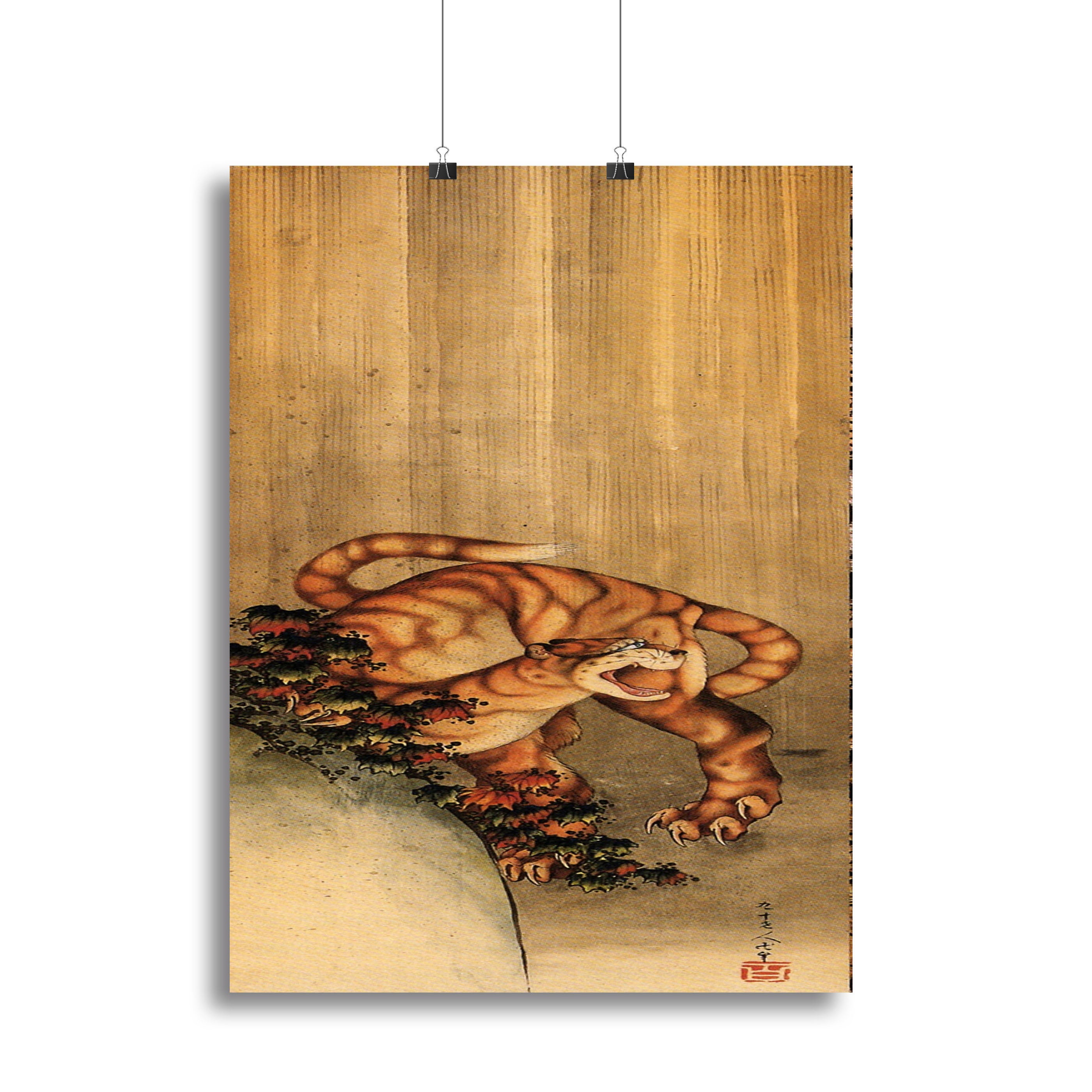 Tiger in the rain by Hokusai Canvas Print or Poster - Canvas Art Rocks - 2