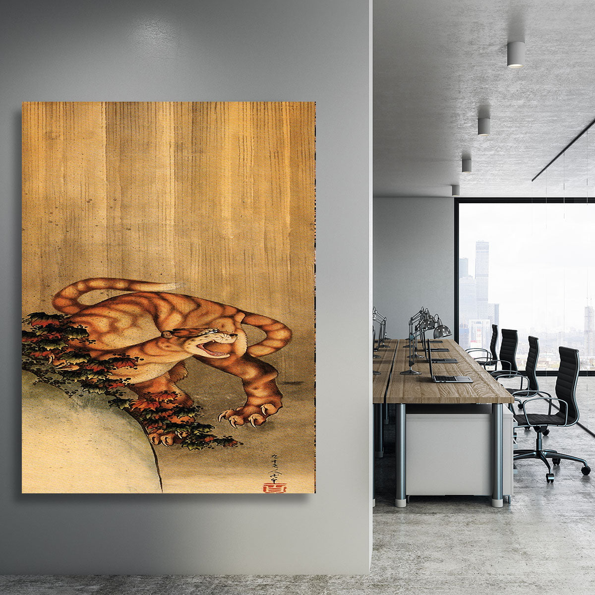 Tiger in the rain by Hokusai Canvas Print or Poster - Canvas Art Rocks - 3