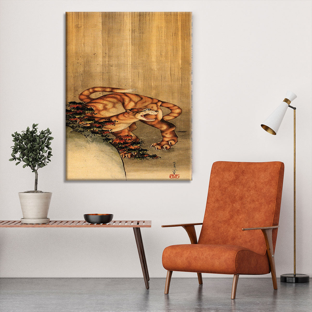 Tiger in the rain by Hokusai Canvas Print or Poster - Canvas Art Rocks - 6