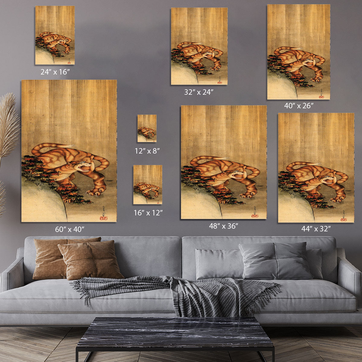 Tiger in the rain by Hokusai Canvas Print or Poster - Canvas Art Rocks - 7