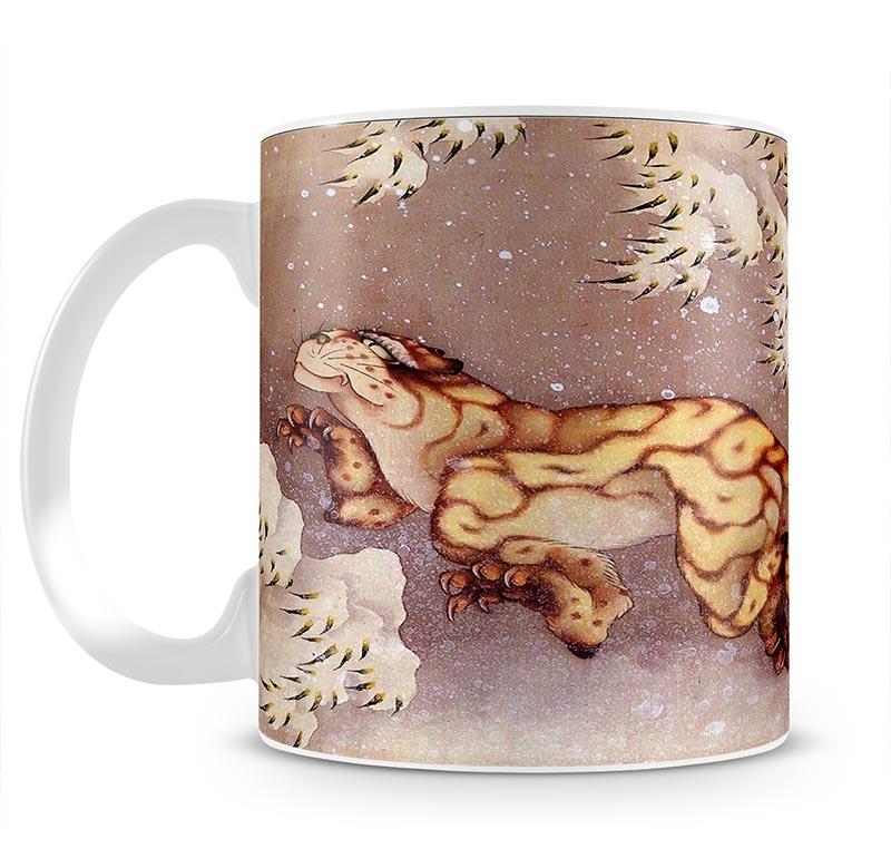 Tiger in the snow by Hokusai Mug - Canvas Art Rocks - 2