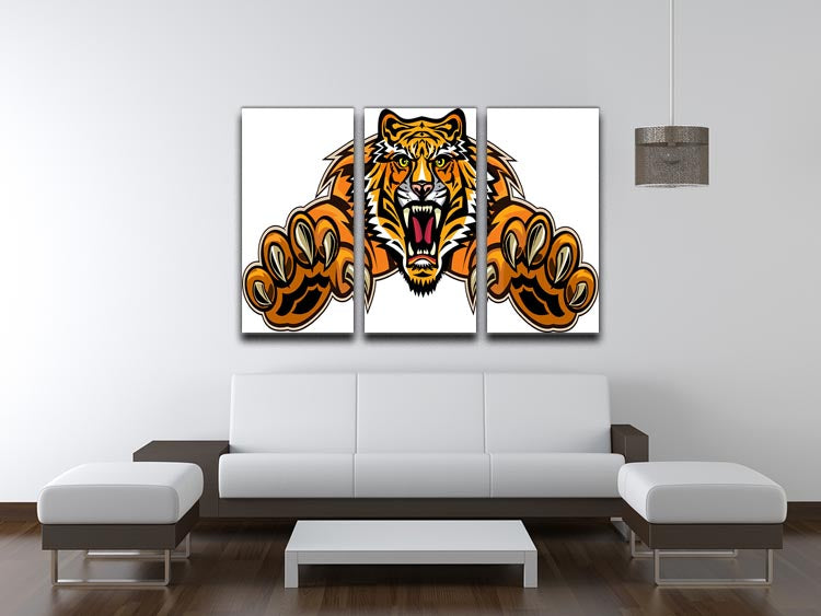 Tiger jump 3 Split Panel Canvas Print - Canvas Art Rocks - 3