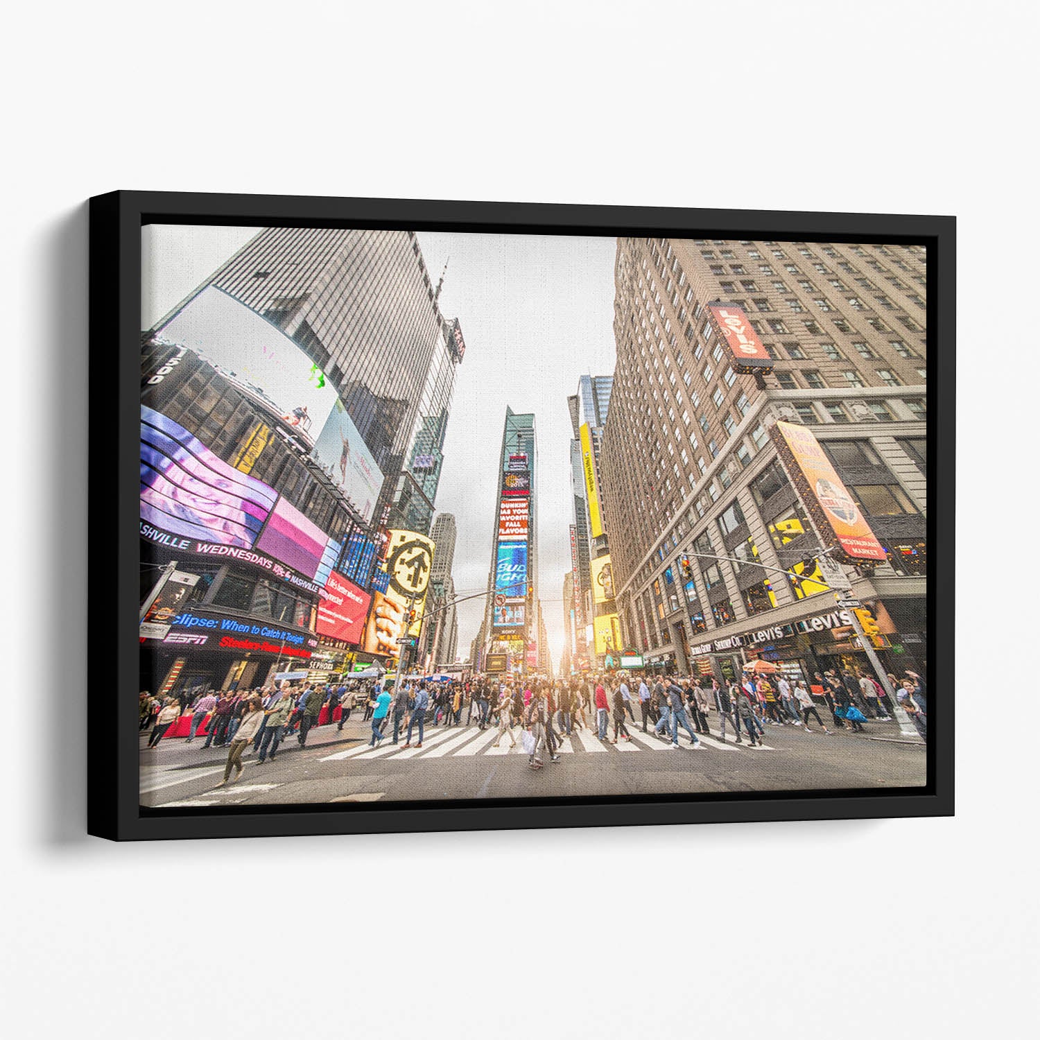 Times Square at sunset Floating Framed Canvas