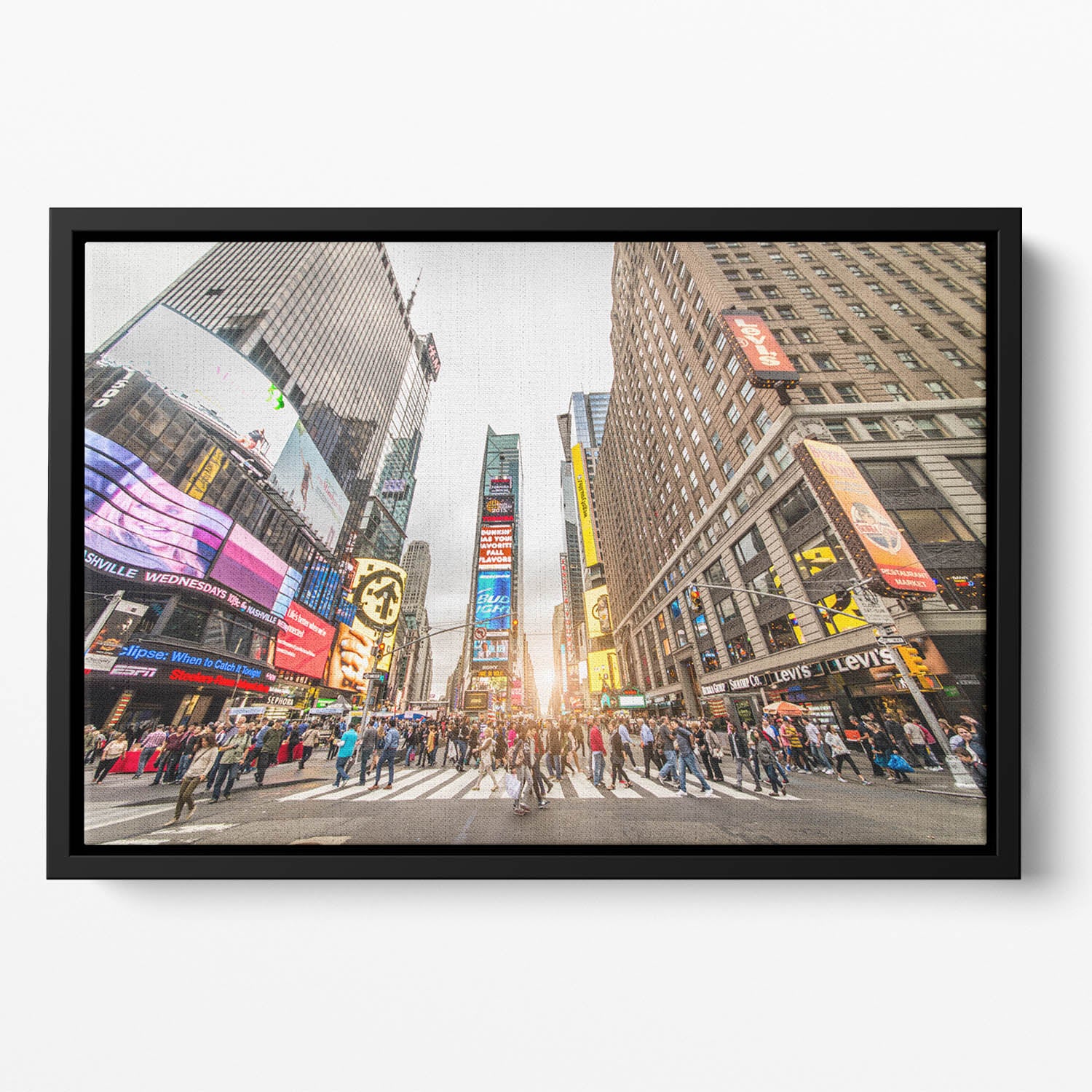 Times Square at sunset Floating Framed Canvas